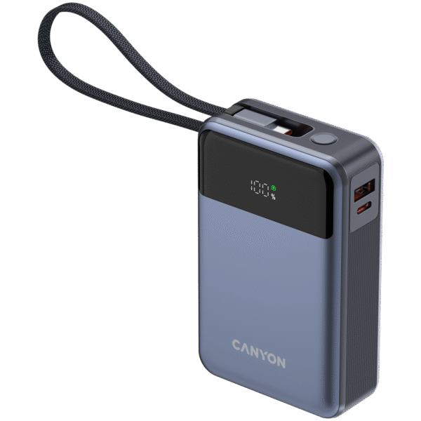 CANYON Powerbank OnPower 600 z kablami 20000 mAh PD65W Grafitowy